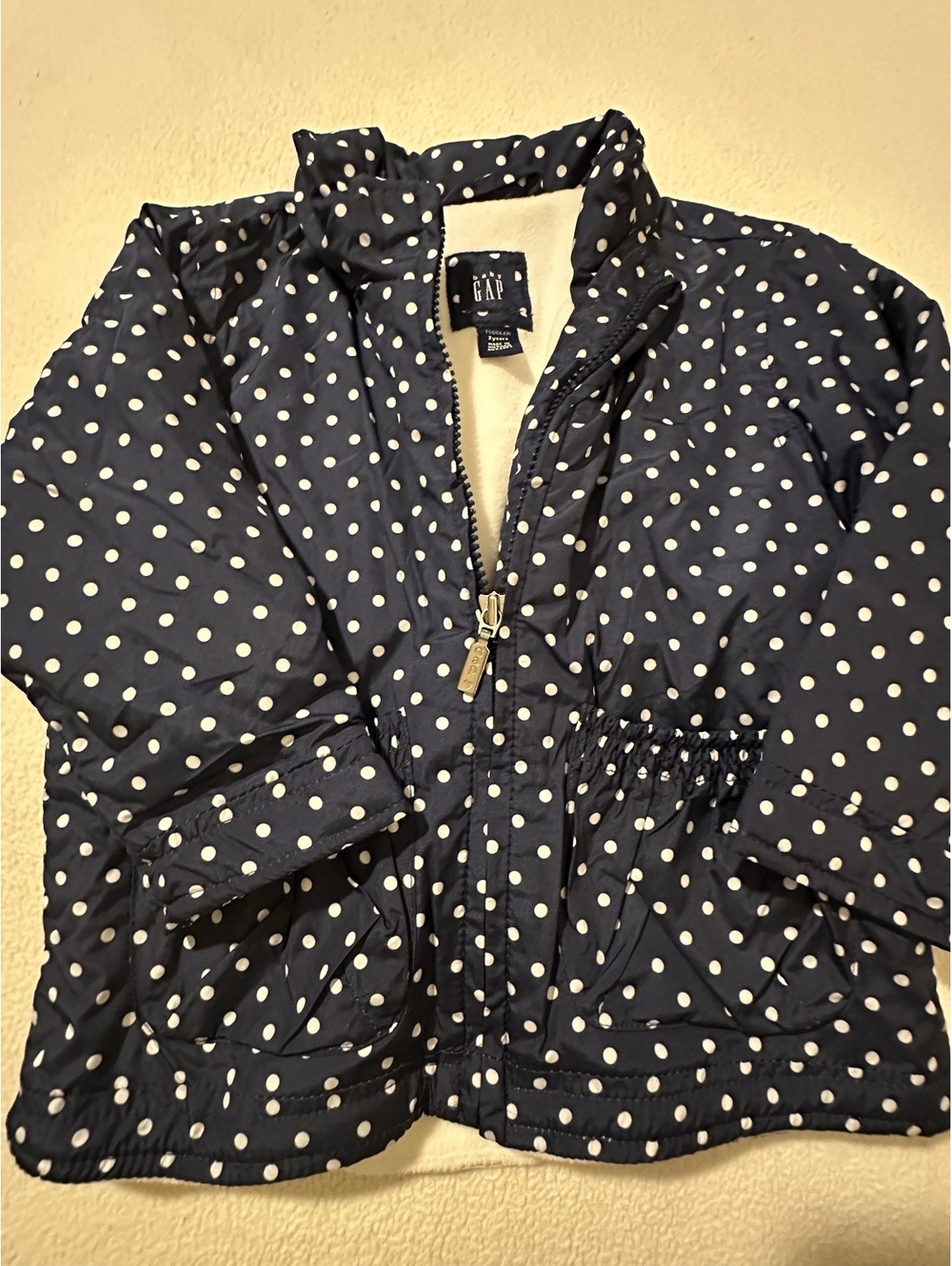 Baby Gap Toddler 2t Navy Polka Dot Duffle Coat Ruffles